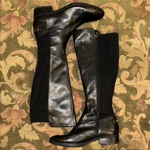 Karl Lagerfeld Murrie Black Leather Knee High Boots Size 9